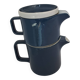 Teapot and milk jug, selfish, stackable. Sarreguemines. 1980s.