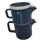 Teapot and milk jug, selfish, stackable. Sarreguemines. 1980s.