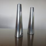 Pair of large modernist candle holders Ikea in aluminum 1970