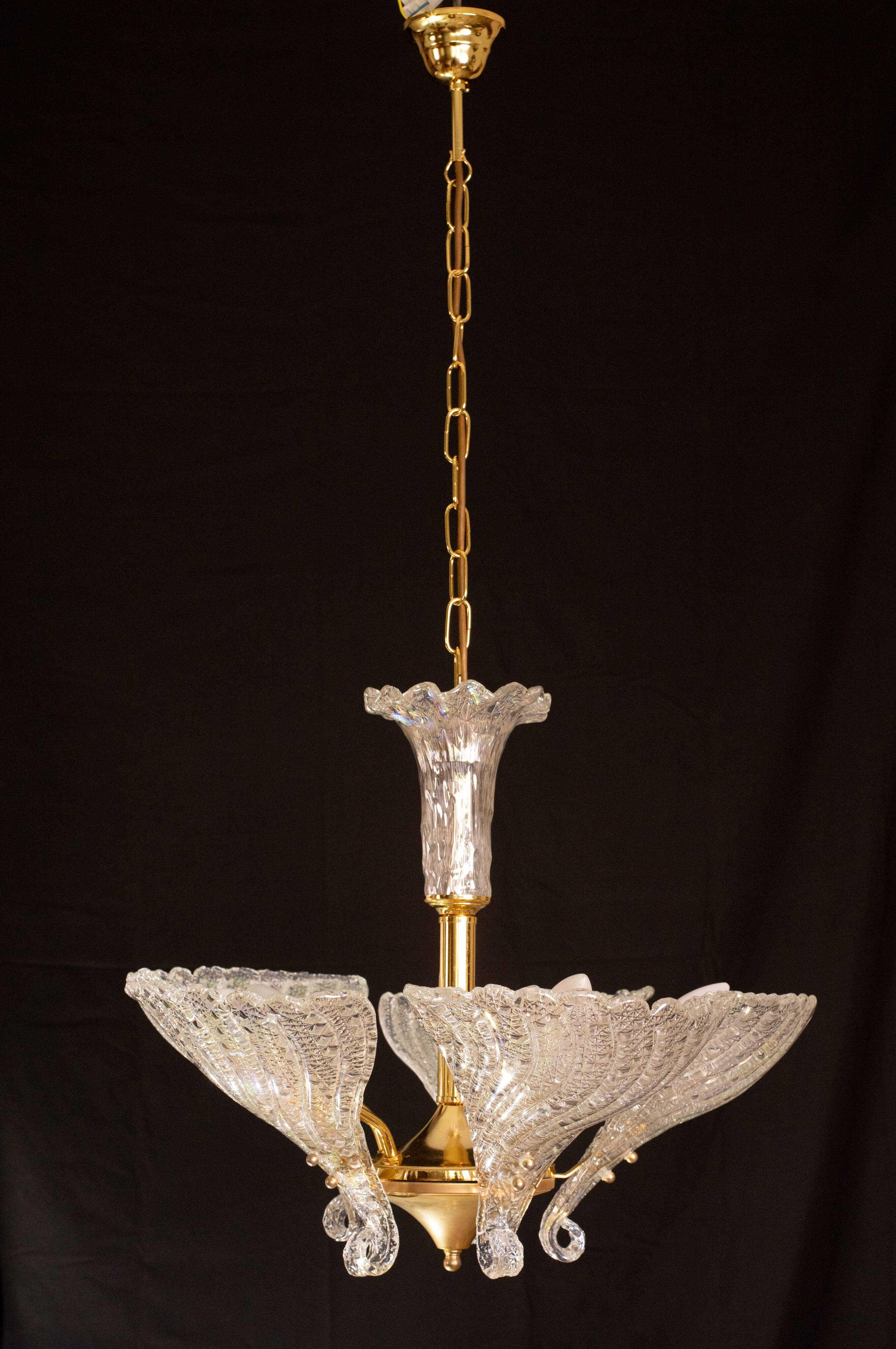 Elegant Murano Candlestick Iridescent Leaves