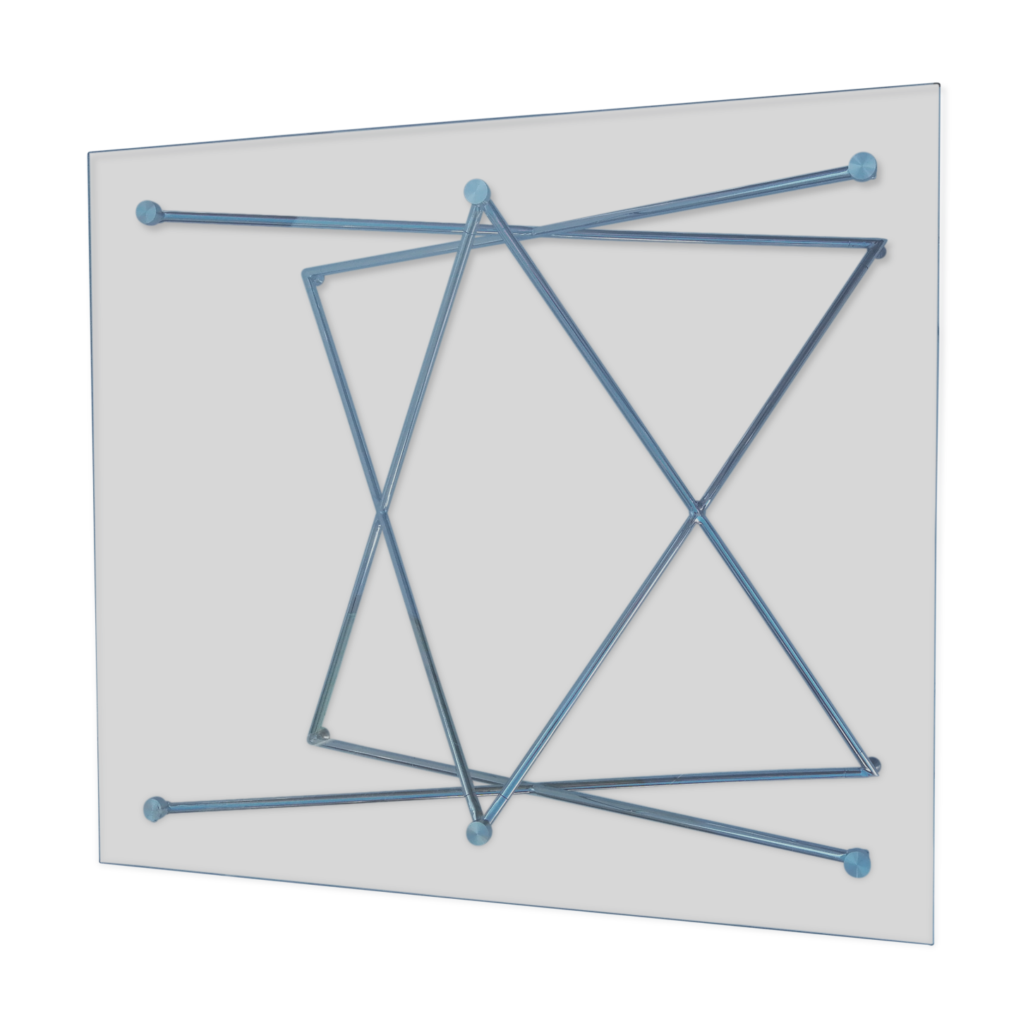 Tempered glass coffee table, intertwined legs design