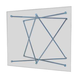Tempered glass coffee table, intertwined legs design