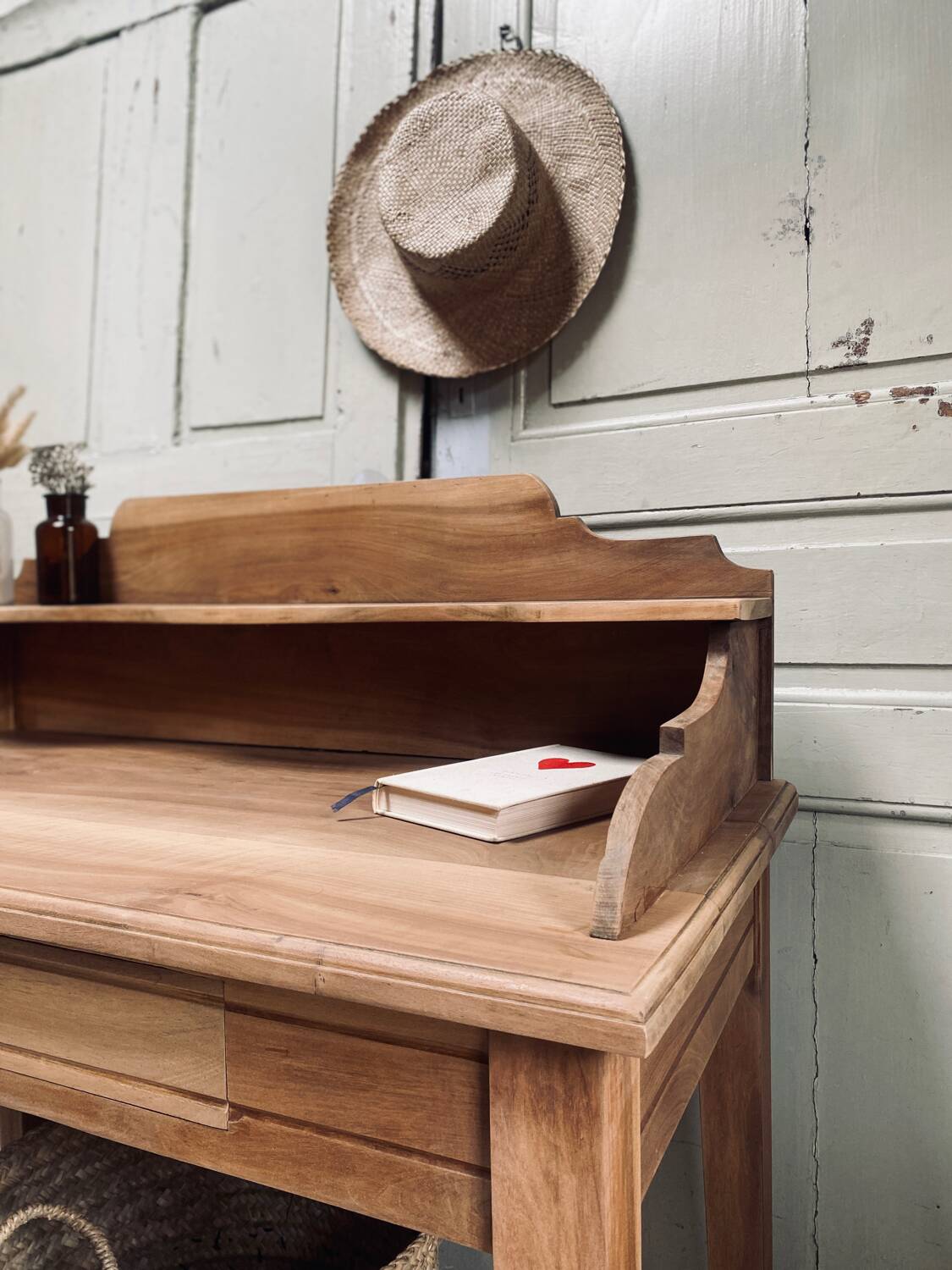 Antique solid oak secretary – gently refurbished