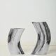 Pair of curved vases, aluminium cast, BOB, 1970-1980