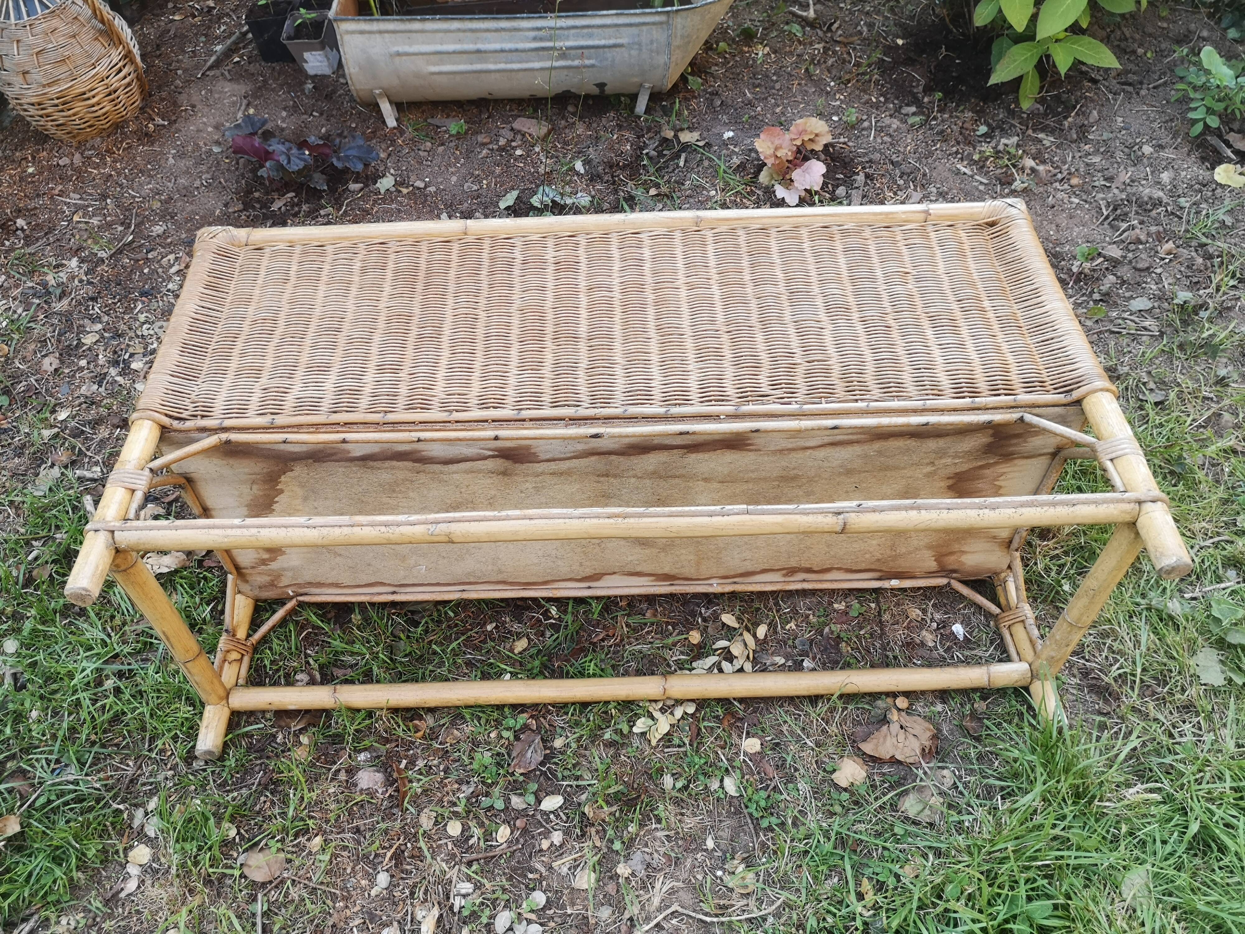 Vintage rattan planter