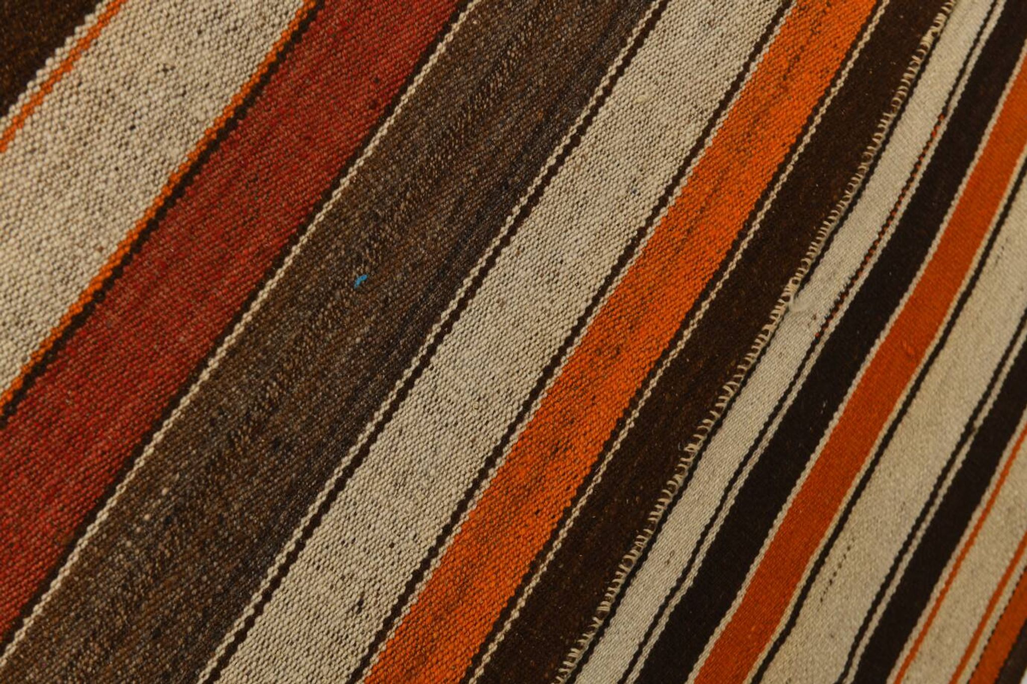 Tapis kilim turc en laine à rayures multicolores 7x8, 195x259 cm