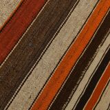 7x8 Multicolor Striped Wool Turkish Kilim Rug, 195x259 Cm