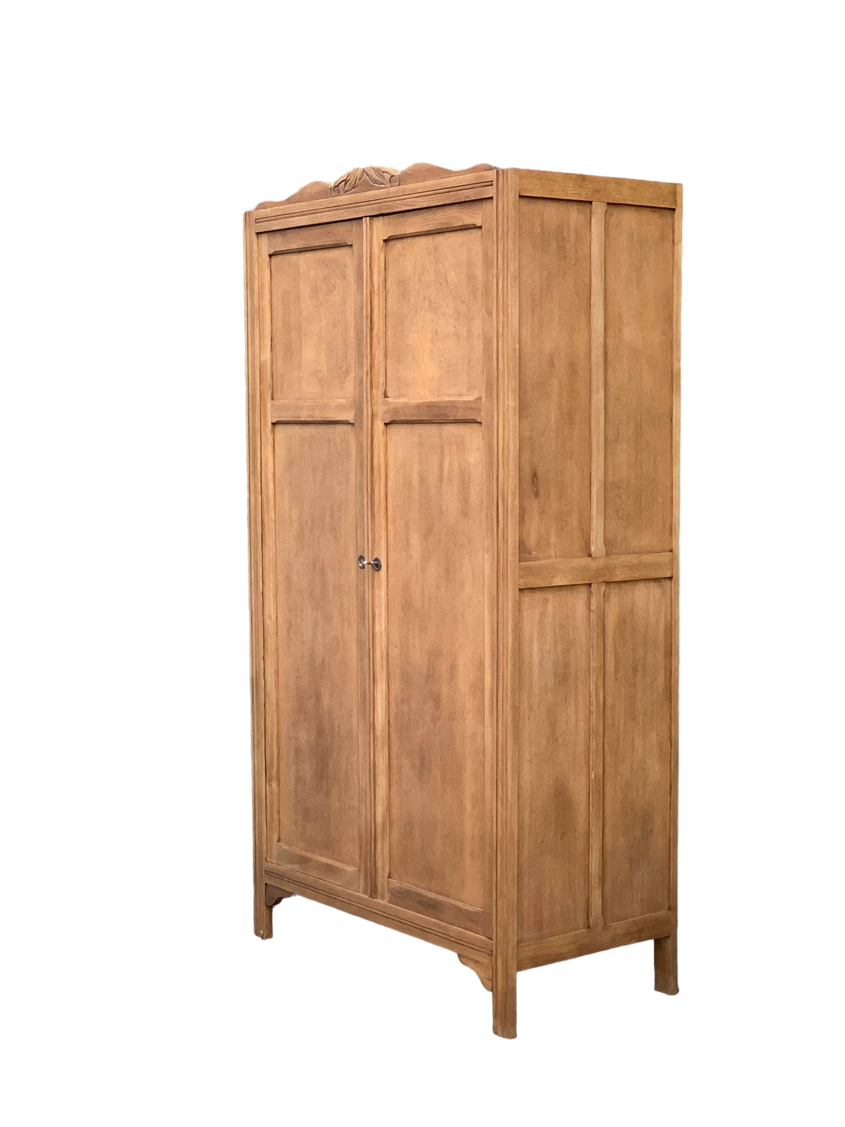 Parisian wardrobe, art deco raw wood wardrobe, 1930