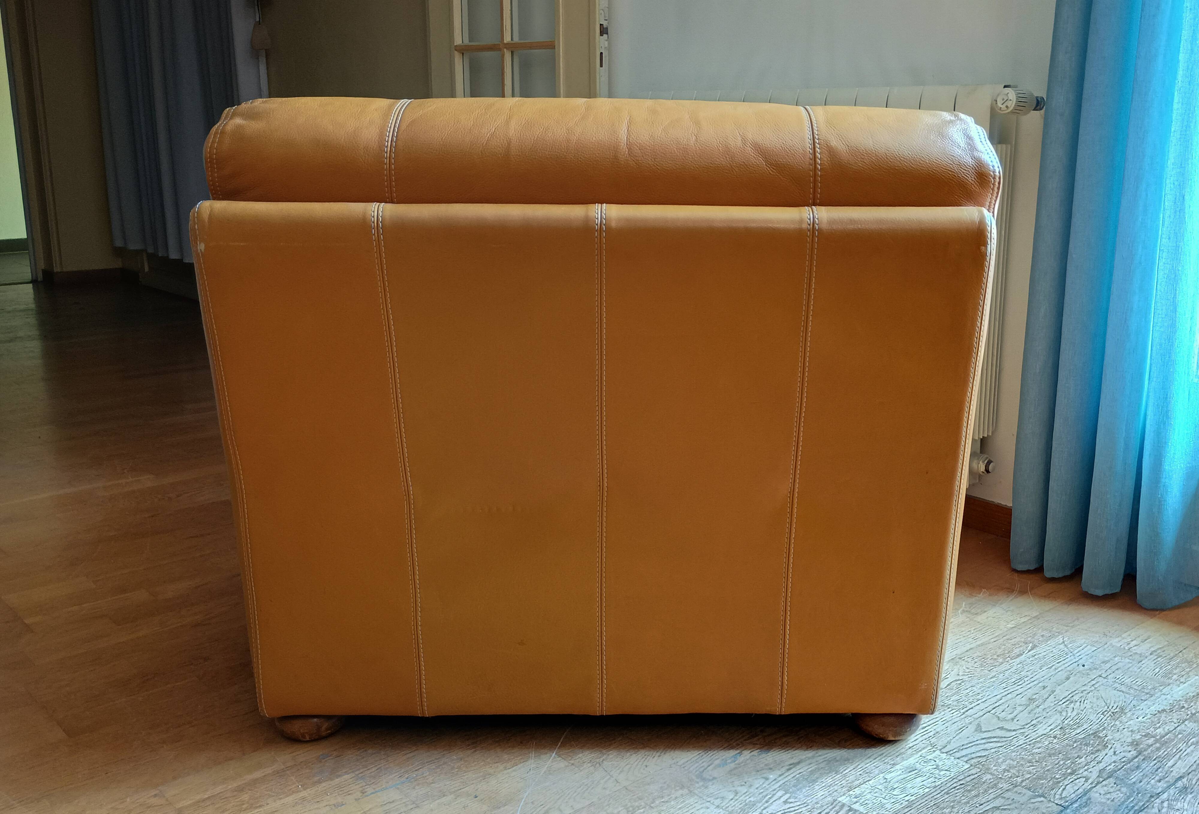 Camel leather armchair MARWAY