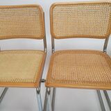 Set of 4 tubular frame and cane dining chairs by Marcel Breuer, 1970s