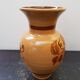 Beige ceramic vase with vintage brown flower decor