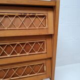 Commode bois et rotin vintage