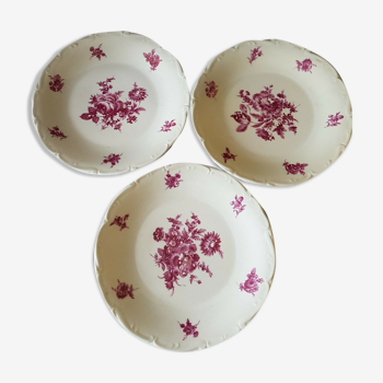 Lot de 3 assiettes en porcelaine de Sologne l'archevêque