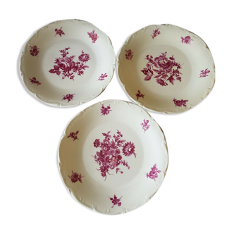 Lot de 3 assiettes en porcelaine de Sologne l'archevêque