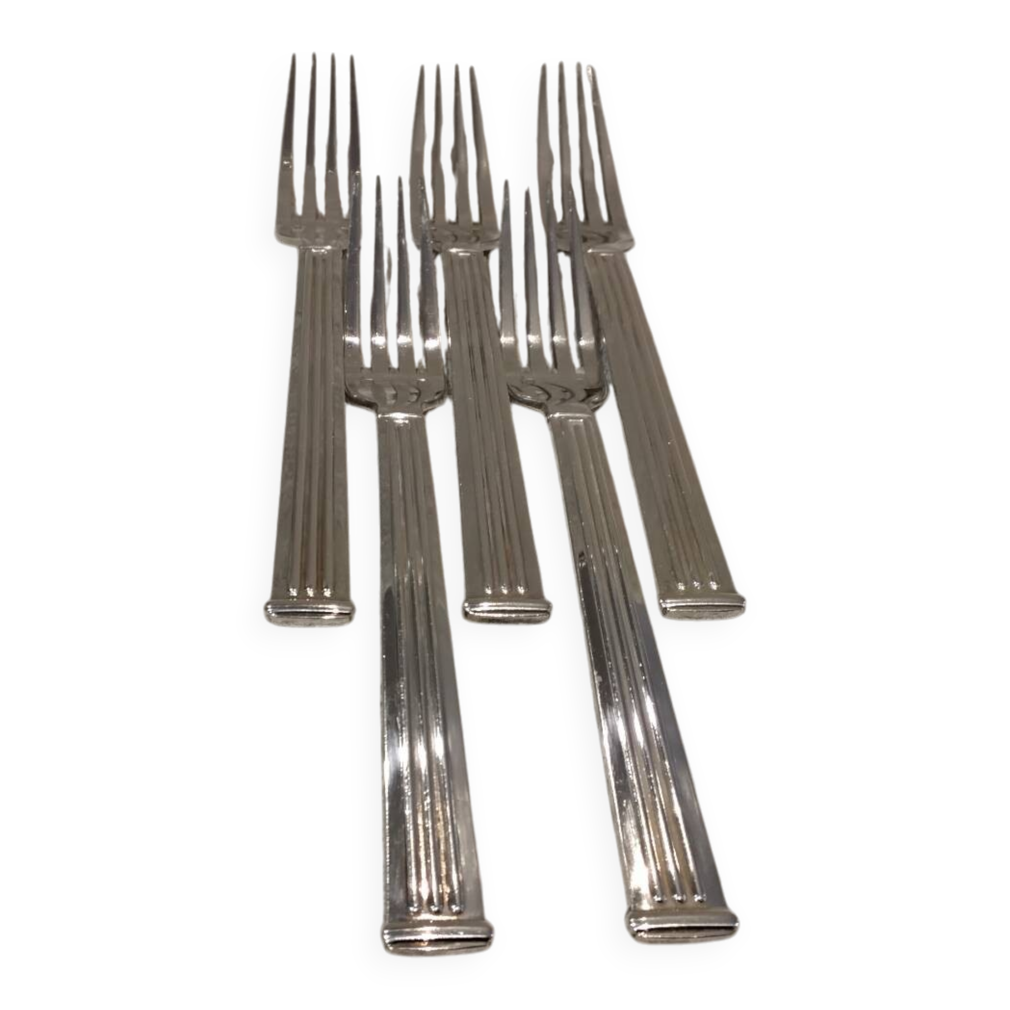5 silver-plated table forks by Christofle, Triade pattern