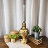 Large gilded brass oil lamp