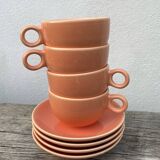 4 salmon ceramic tea or coffee cups