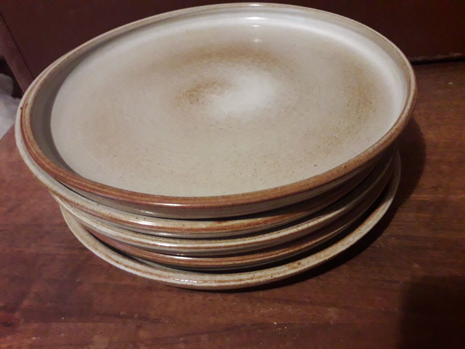 Beige vintage stoneware plates