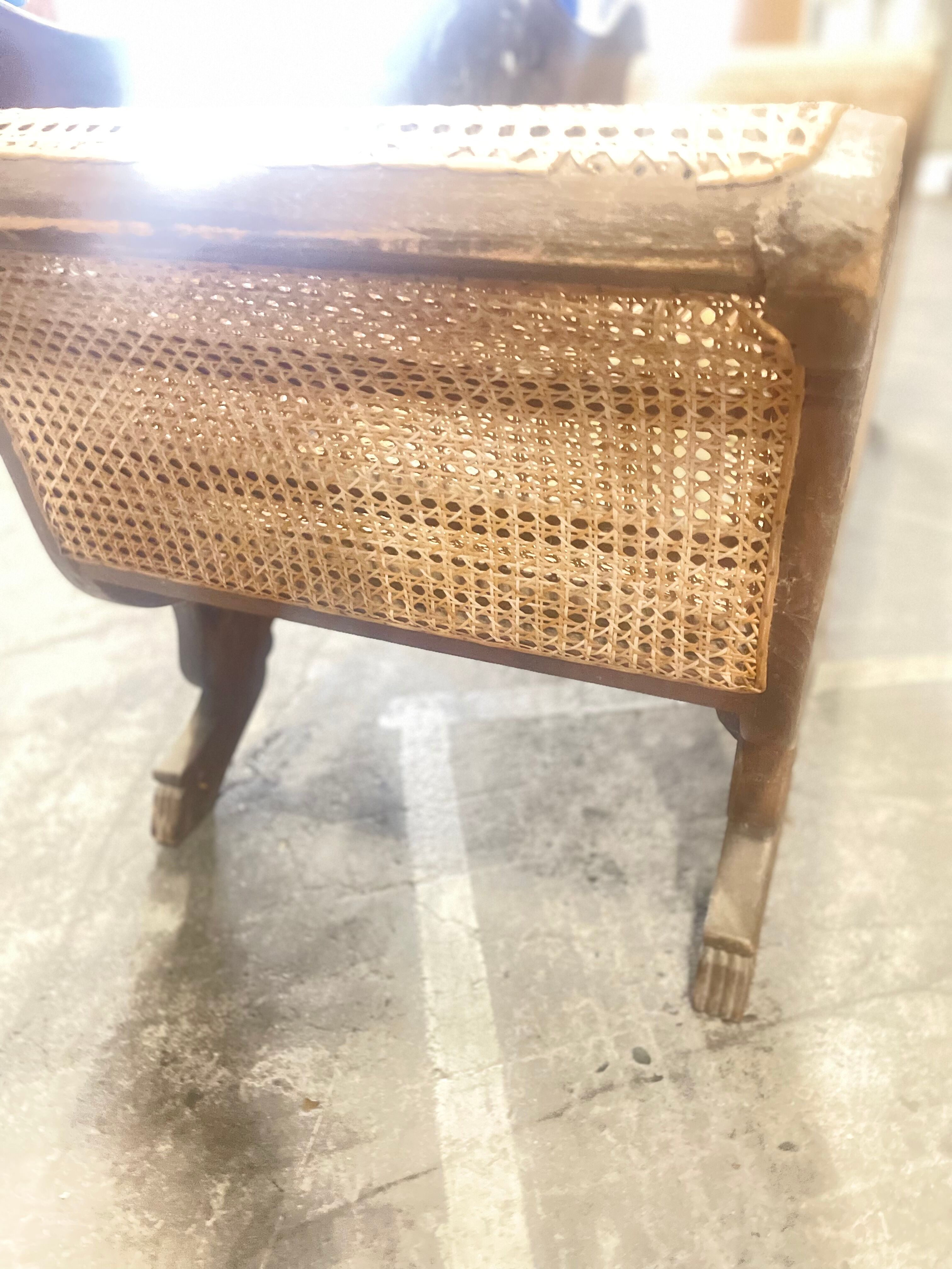 Antique rattan bench