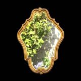 Ancien miroir mural rococo en résine dorée - H55 cm