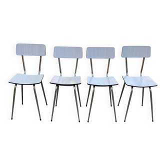 4 beige formica and steel kitchen chairs