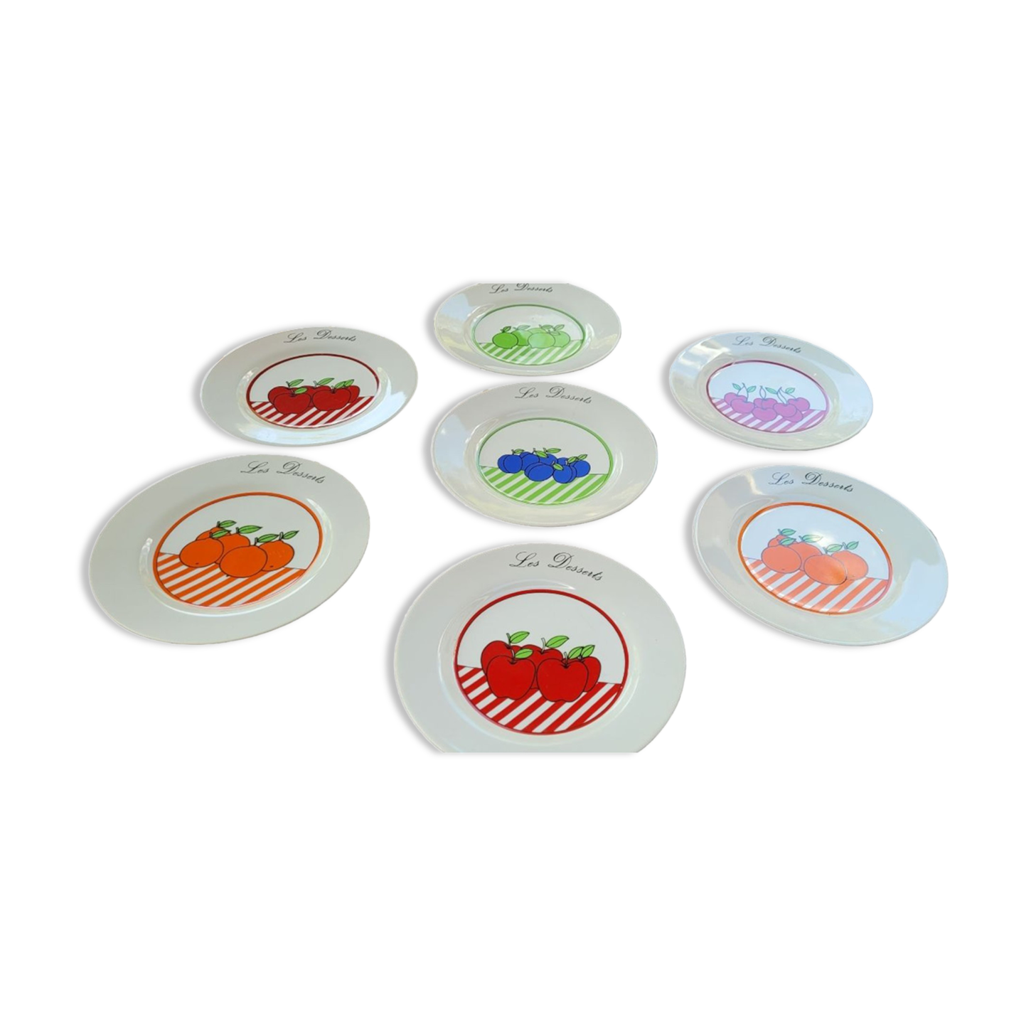 7 vintage dessert plates