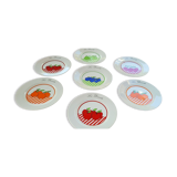 7 assiettes à dessert vintage