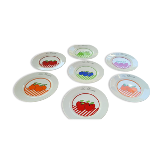 7 vintage dessert plates