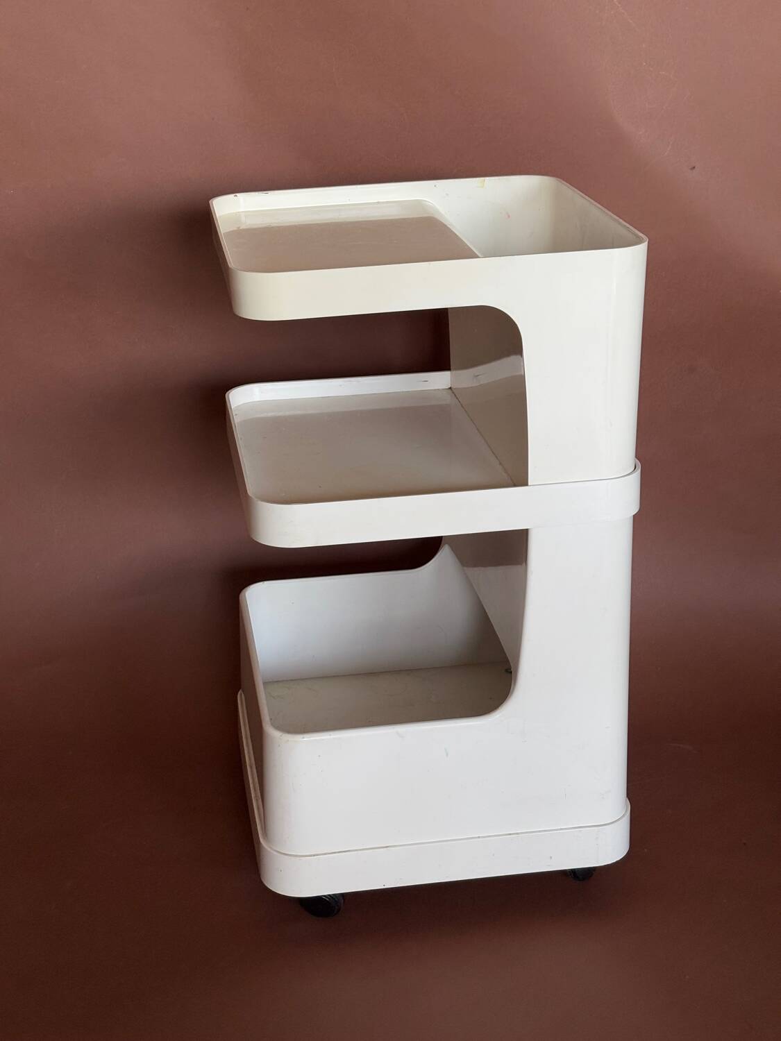 Flair Plastic Trolley on Wheels White 1970s Space Age Vintage