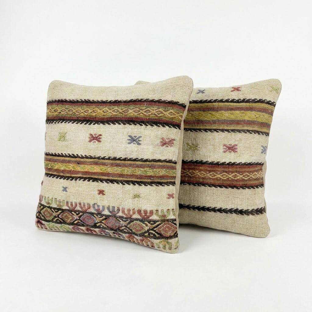 Set of 2 vintage kilim cushion covers 51x51 cm