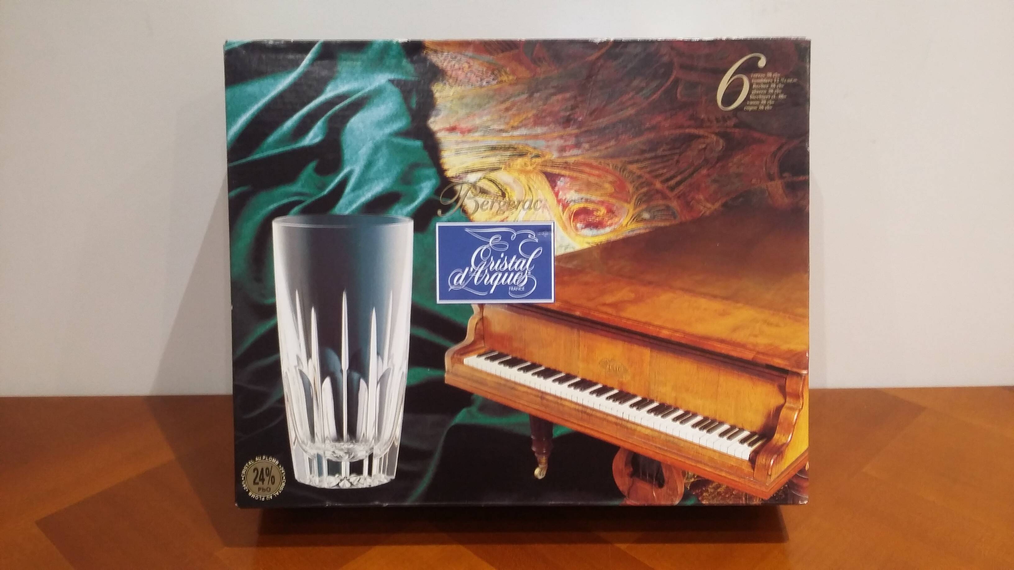 Très Joli Coffret De 6 Verre A Eau Ou Orangeade Bergerac En Cristal D'arque