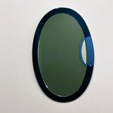 Rare paire de miroirs ovales bleus italiens, attribués à Cristal Arte, années 1970