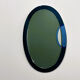 Rare pair of Italian blue oval mirrors, attributed to Cristal Arte, 1970s