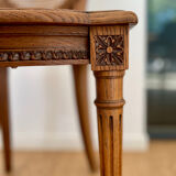 Chaise médaillon bois et rotin