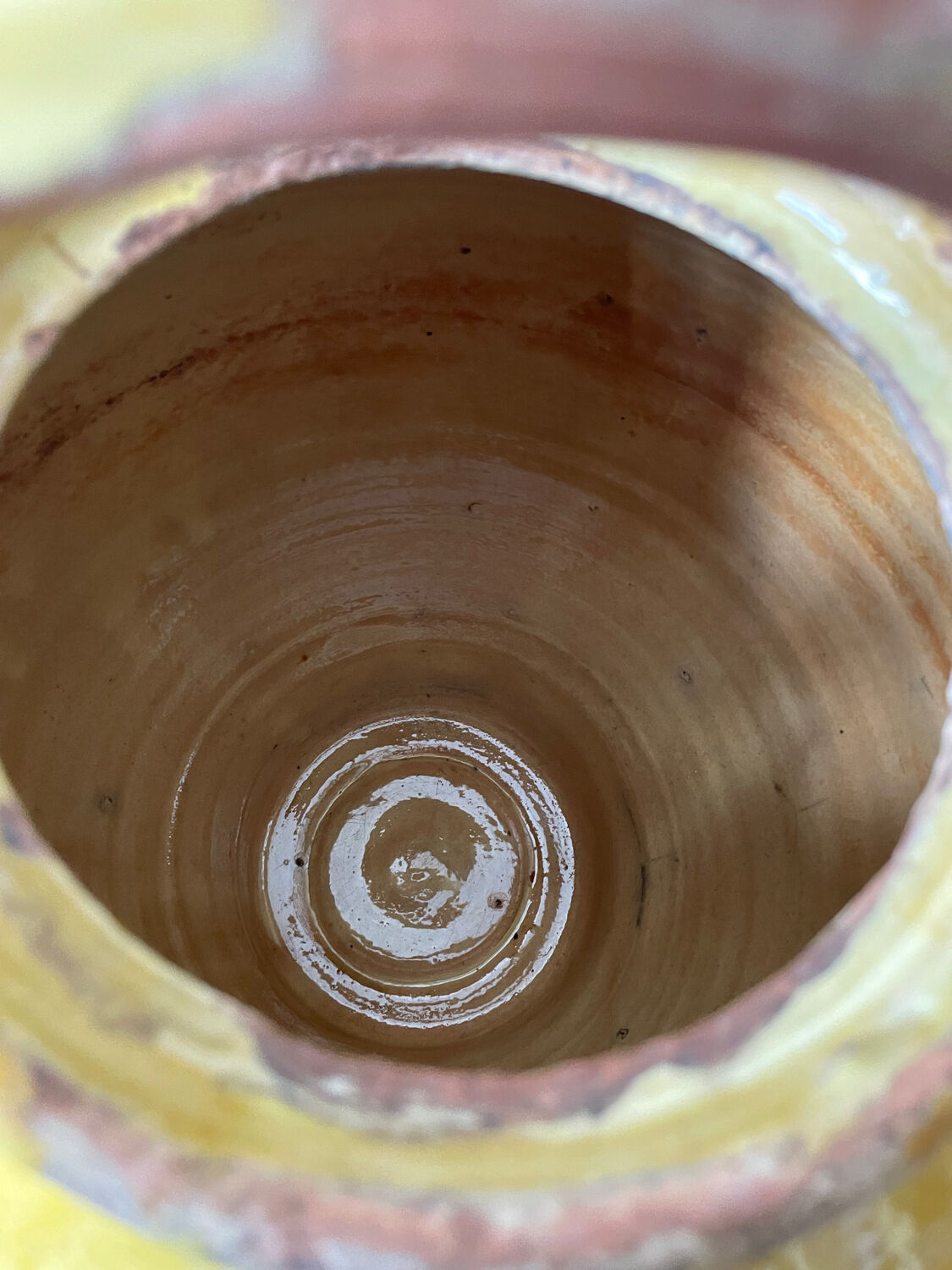 Cruche gargoulette chevrette en terre cuite jaune vernissé XIX eme siècle