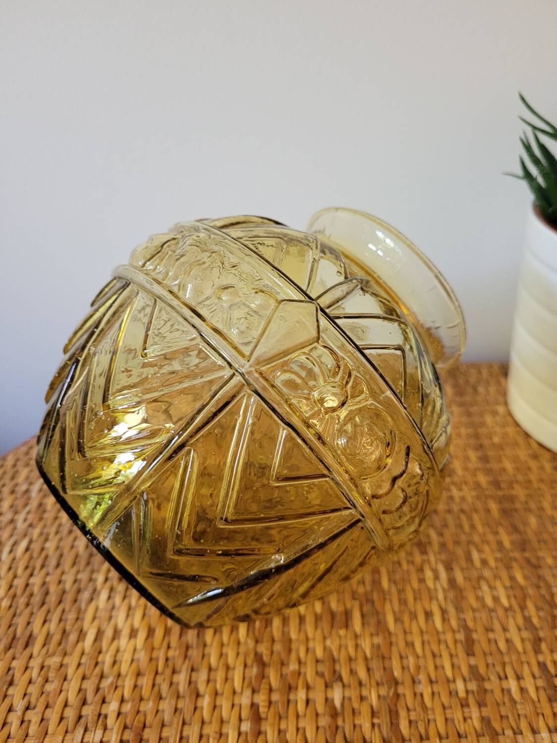 Yellow art deco ball vase