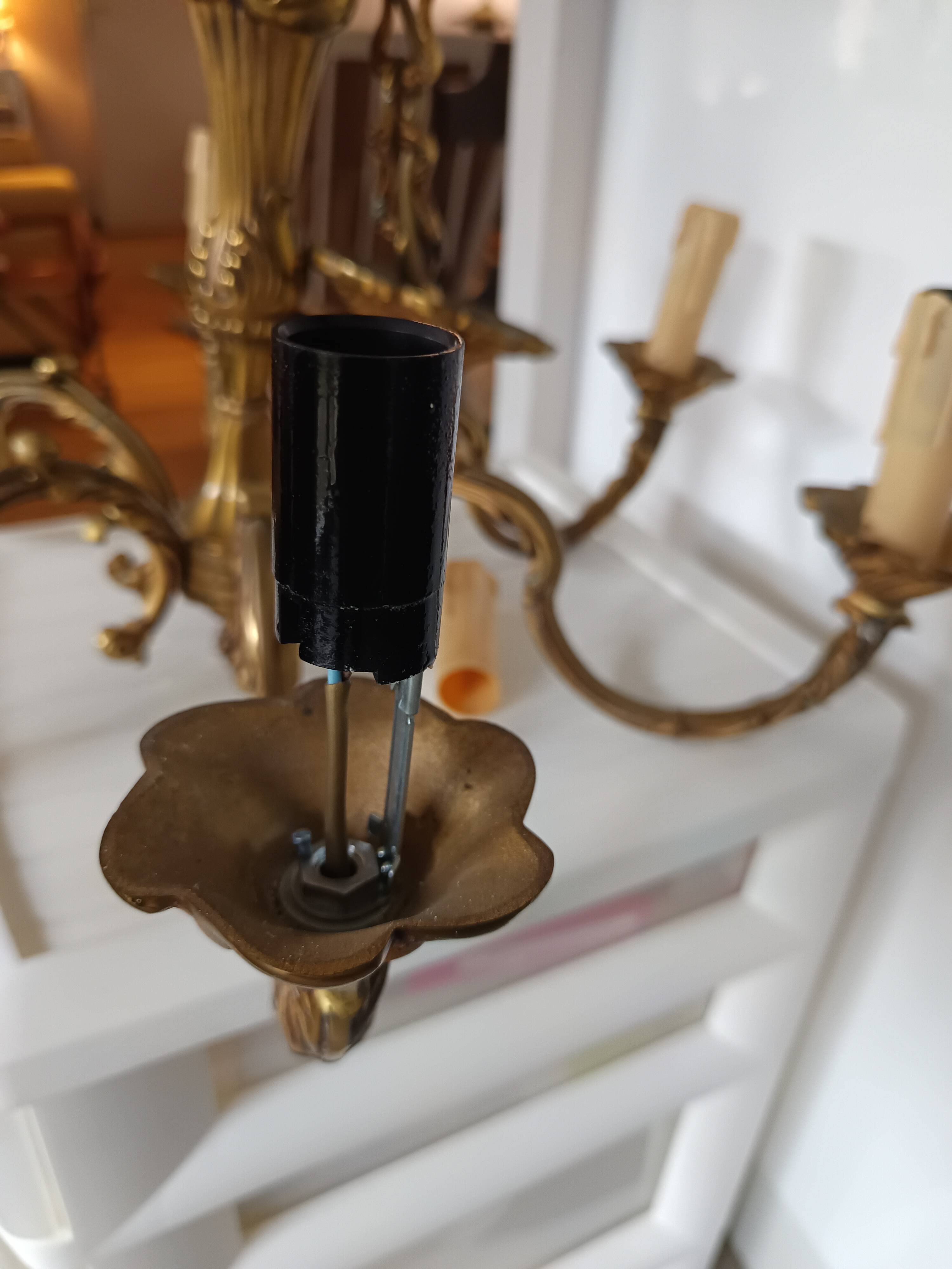 Lustre Louis XV en bronze doré – 6 feux – électricité refaite