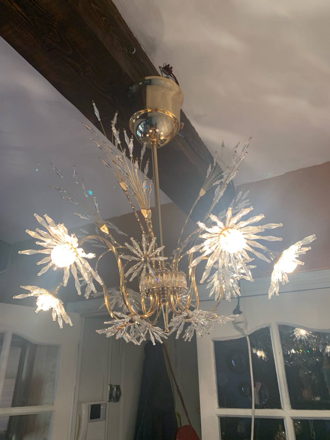Profili studio chandelier gold plated and Swarovski crystal