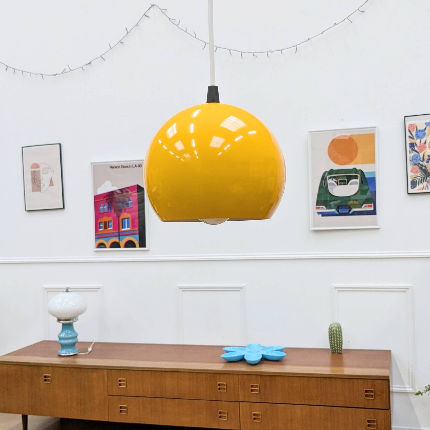 retro yellow portable lamp