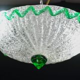 Charming Italian green Murano glass ceiling fixture, Murano, 1970
