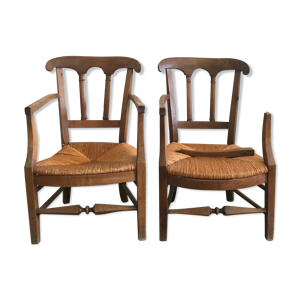 Lot de 2 fauteuils en bois avec