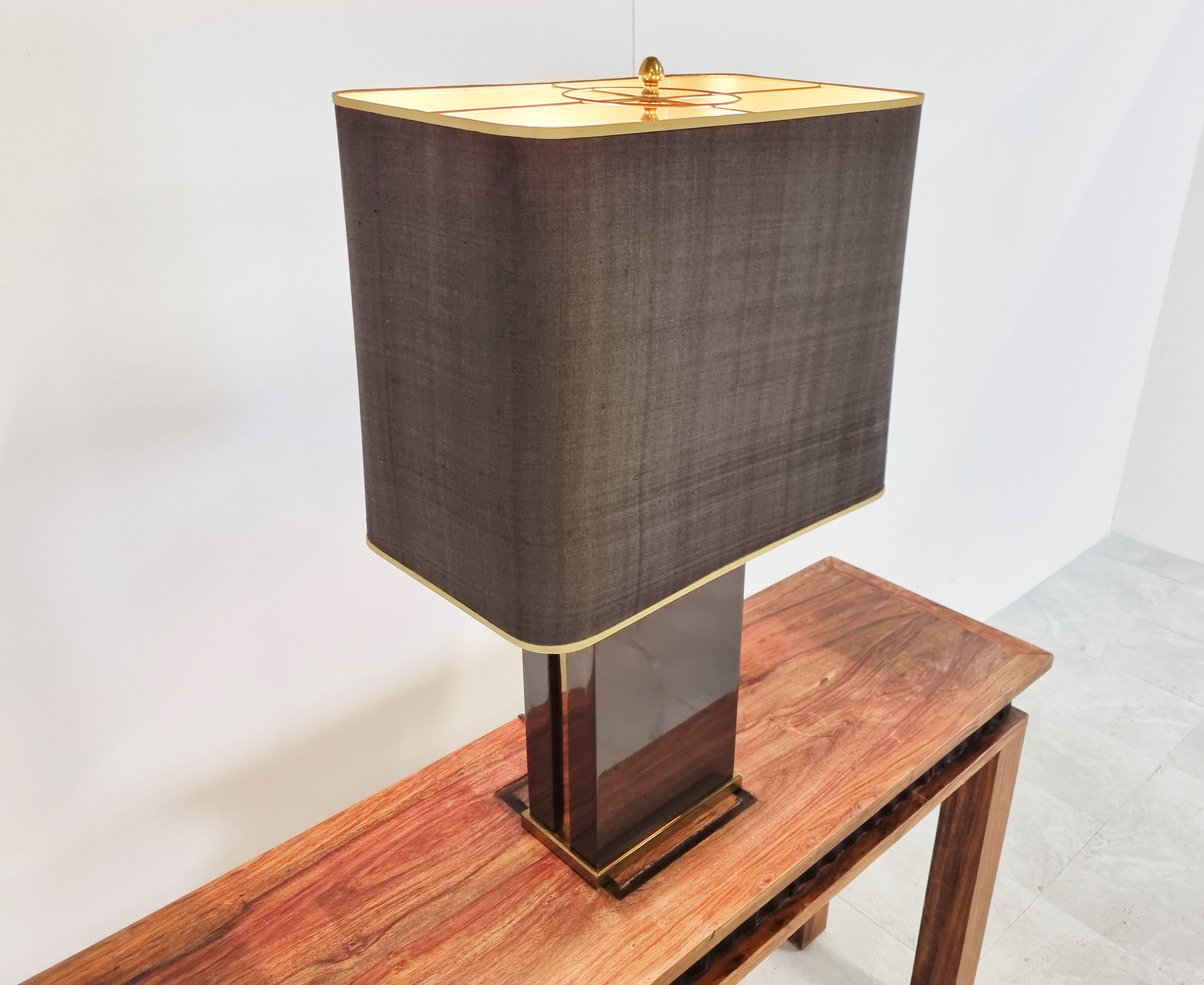 Vintage lacquered and brass table lamp, 1970s