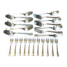 1970 stainless steel cutlery part designed by Bouillet Bourdelle, 24 pieces