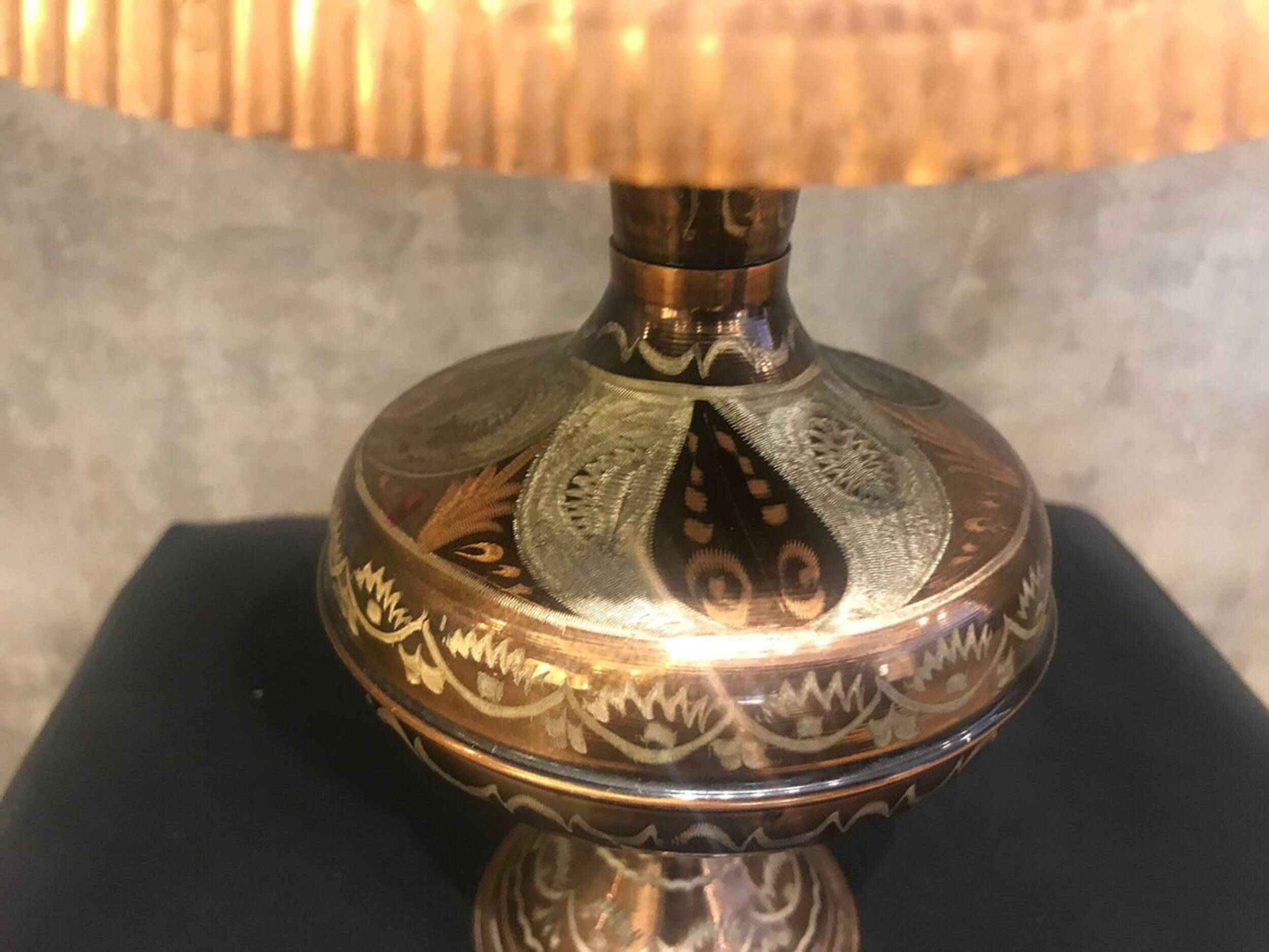 Hand Carved Antique Metal Lamp
