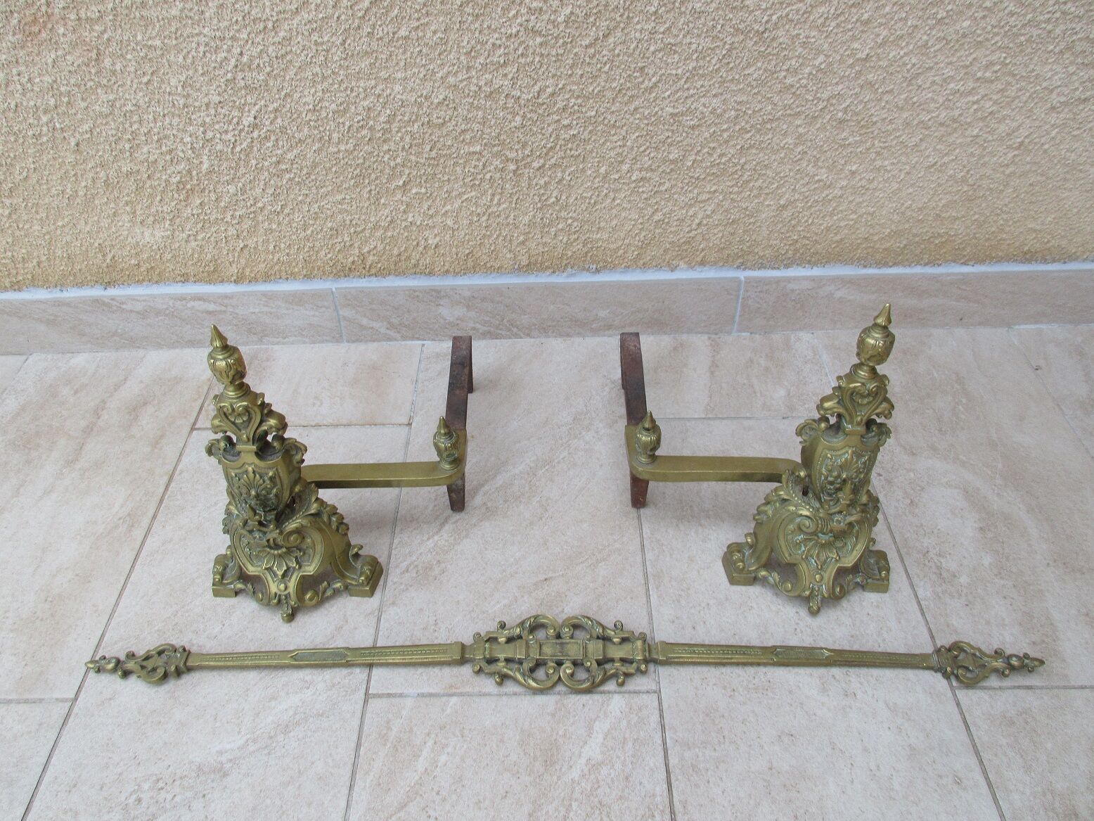 19th bronze chenets