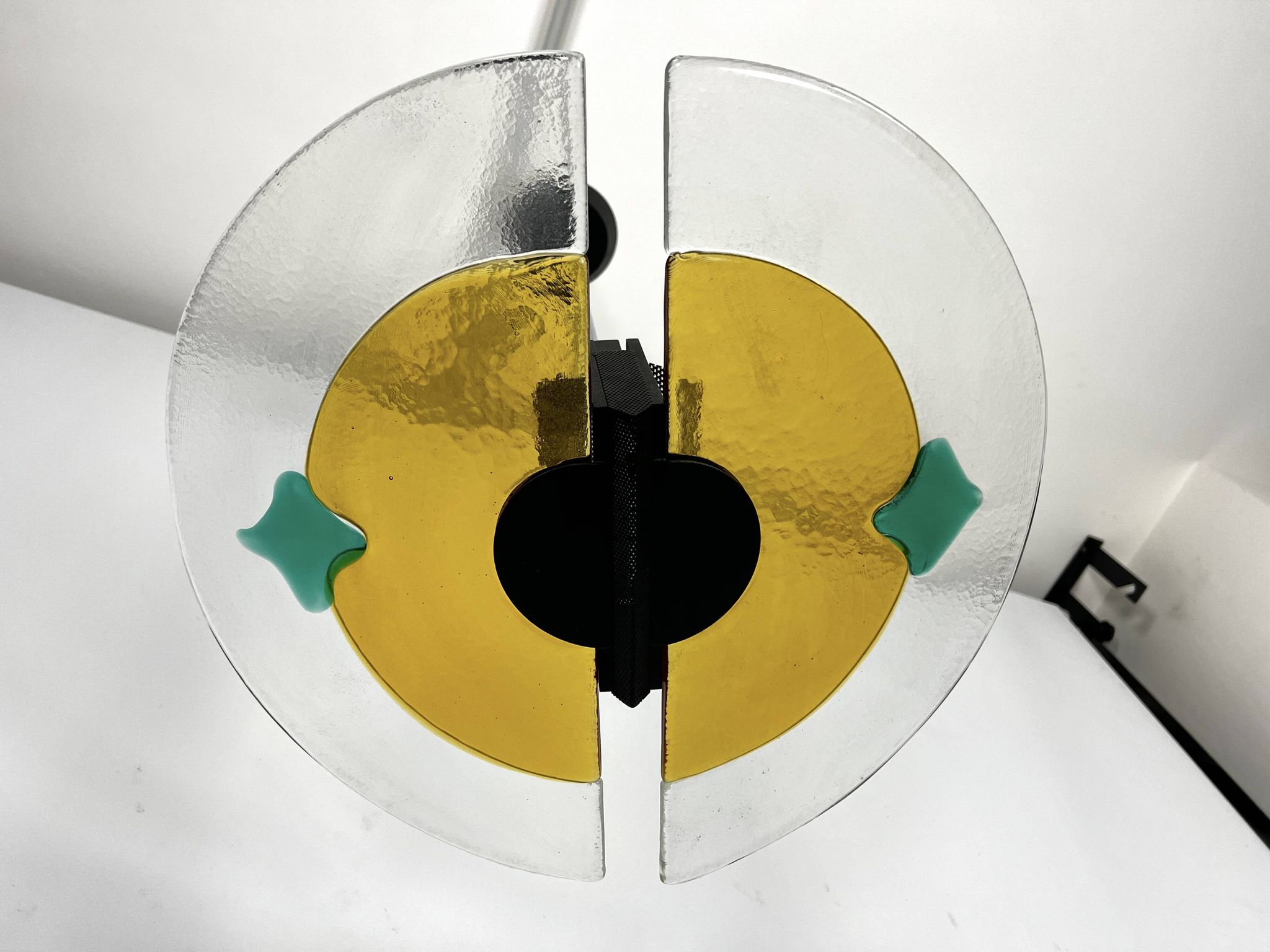 Lustre italien postmoderne en verre de Murano épais des années 80