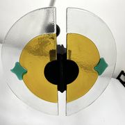 Lustre italien postmoderne en verre de Murano épais des années 80
