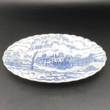 English earthenware dish with blue pattern