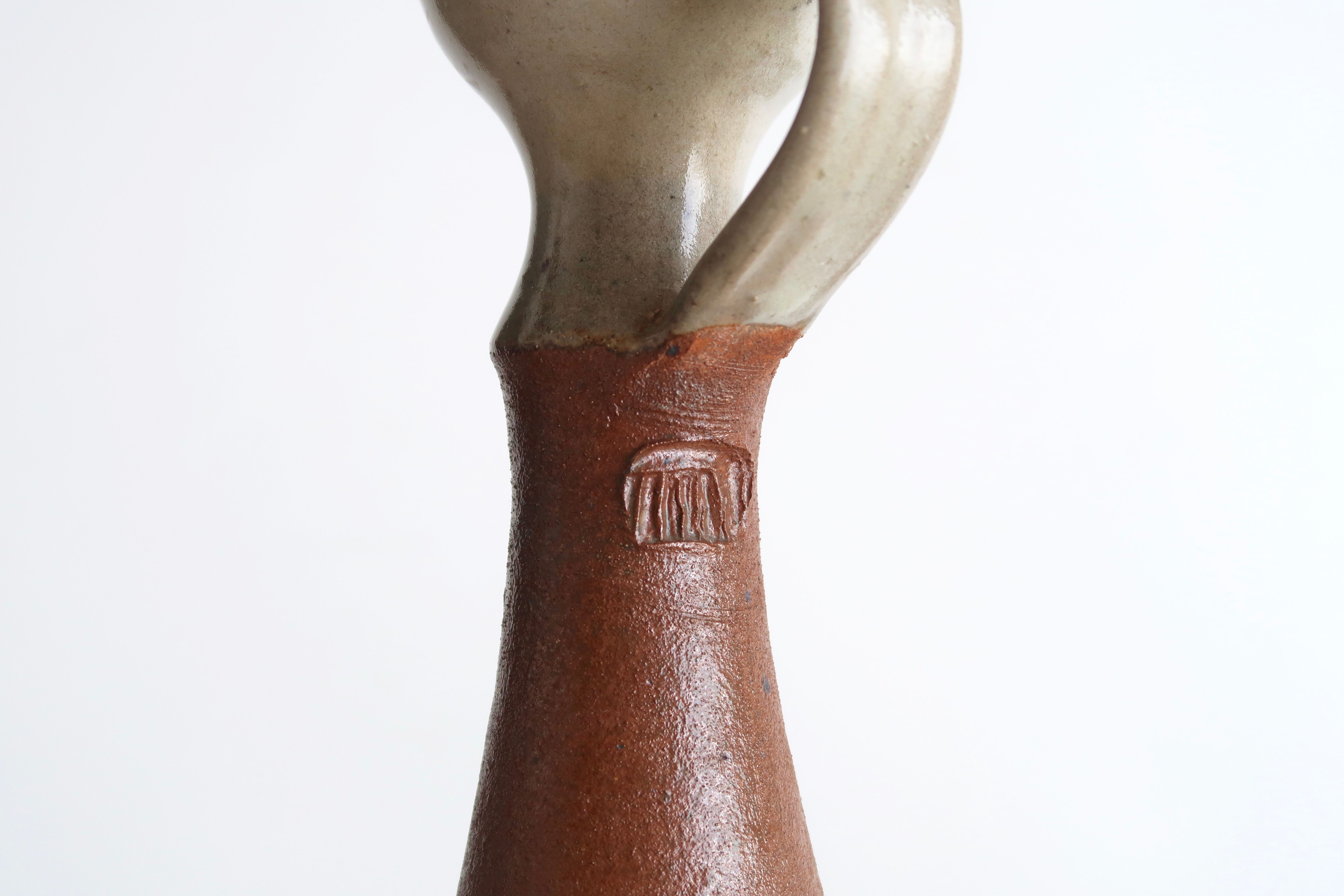 Paire de bougeoirs en grès de Pierre Digan, années 60