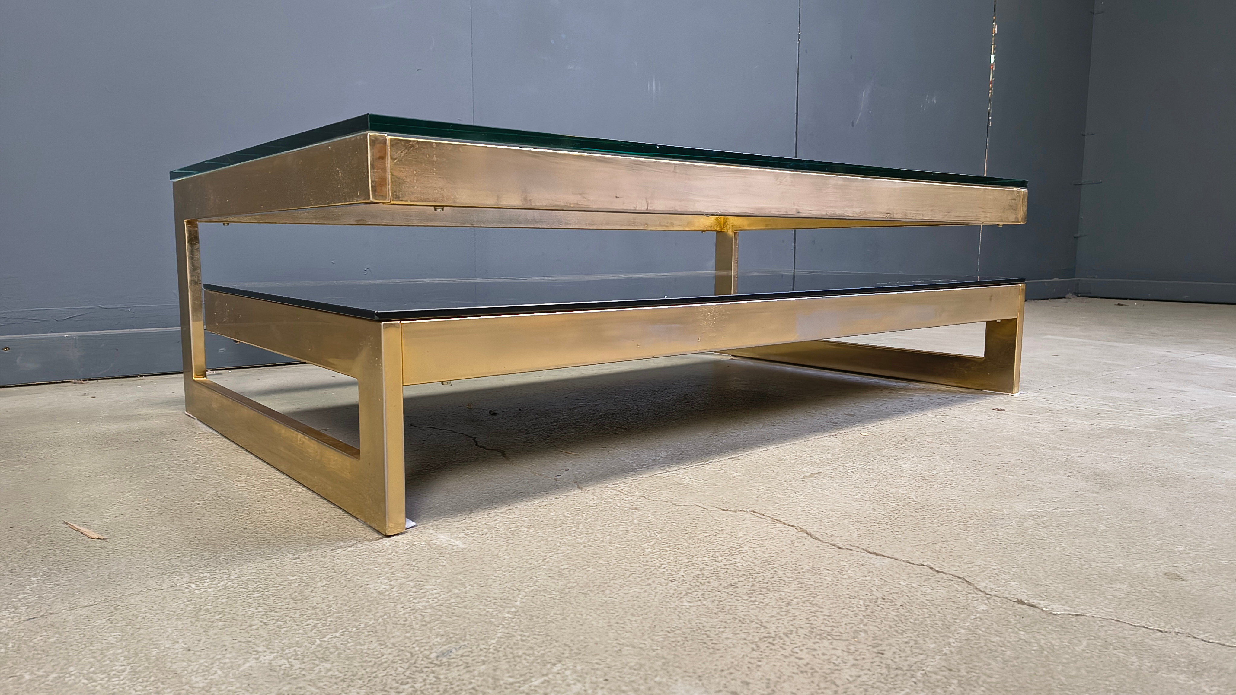 Vintage two tier Belgochrom 23kt coffee table, 1970s